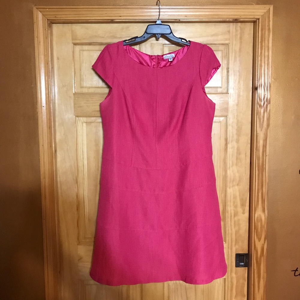 Pretty hot pink plus size tweed A-line dress